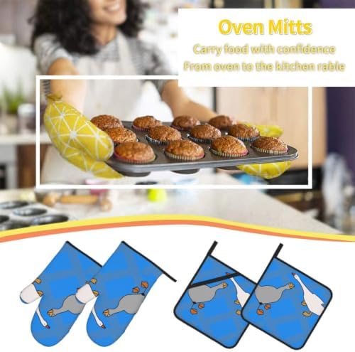 Gray Goose Oven Mitts and Pot Holders Set of 4