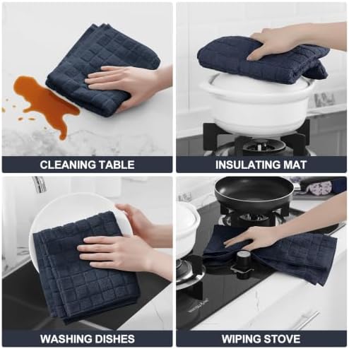 Homaxy Large Premium Cotton Kitchen Towels 16"x 28", 4 Pack, Dark Grey