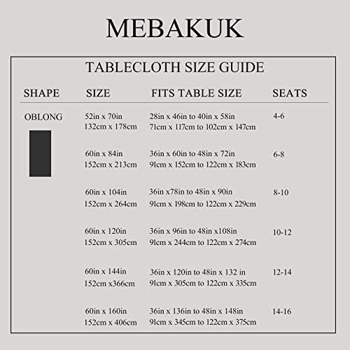 Mebakuk Rectangle Table Cloth Linen Farmhouse Tablecloth Waterproof