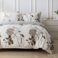 Lekesky Duvet Cover Queen Size, Reversible Dahlia Floral Duvet Cover