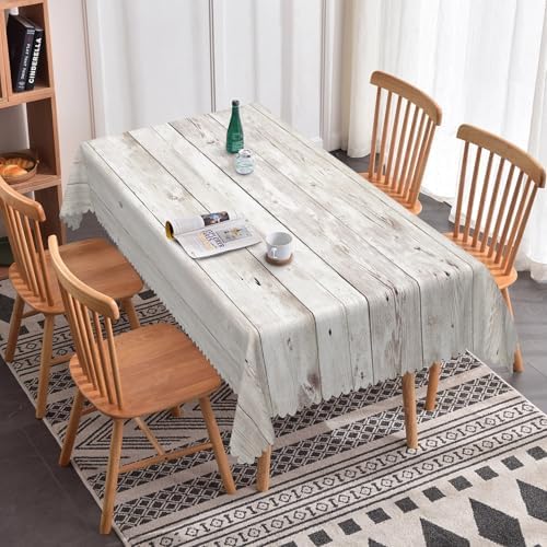 Vintage Grey Wood Rectangle Tablecloth, 60x120 Inch Natural Wooden