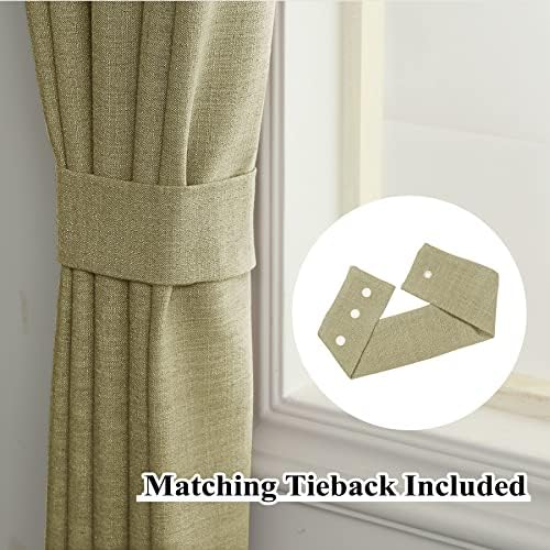 Fcosie Taos Taupe Blackout Curtains Linen Drapes 72" W x 96" L Pinch