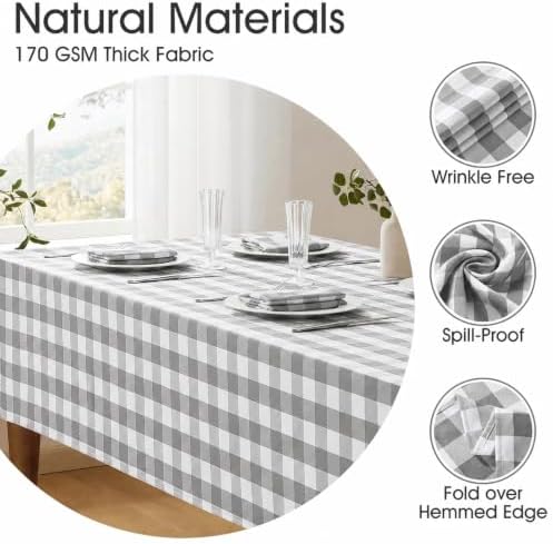 Veblandy Checkered Tablecloth Square Waterproof Gingham Table Cloth