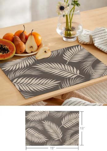 Rustic Palm Leaves Table Mats Set of 6 with Table Runner 90 Inches