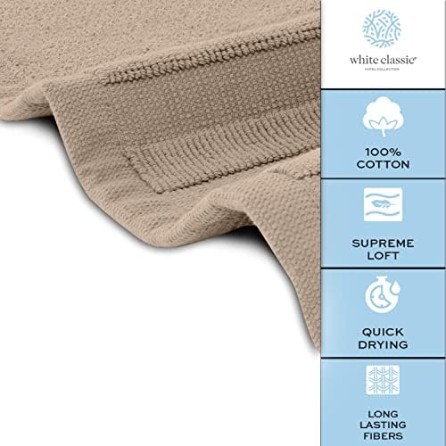 White Classic 2 Luxury Taupe Bath Mats 22 x 34 and 8 Piece Taupe Bath