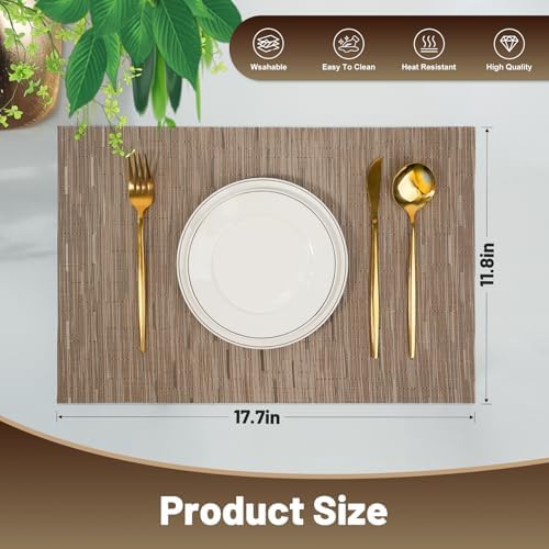 Placemats Set of 8,Non-Slip PVC Weave Table Mats Easy to Clean,Heat