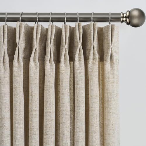 Beige Sheer Curtains 120 Inches Long with Pinch Pleat,Back Tab Pleated