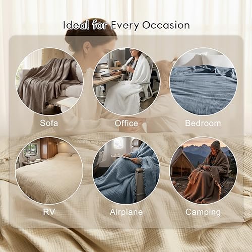 WDCOZY 100% Cotton Muslin Blanket King Size 4-Layer for Bed Breathable