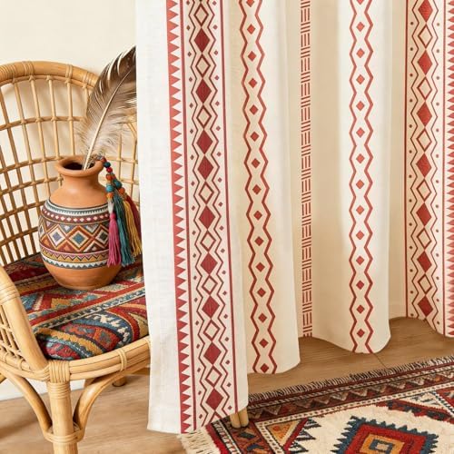 SpaceDresser Boho Curtains 96 Inch Length, Light Filtering Vintage