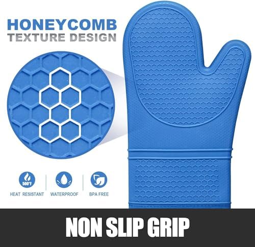 RORECAY Silicone Oven Mitts and Pot Holders Sets, Gloves for Kitchen