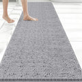 Bcoimo Bath Rug Mat,60x24 Chenille Non Slip Grey Long Bathroom Runner