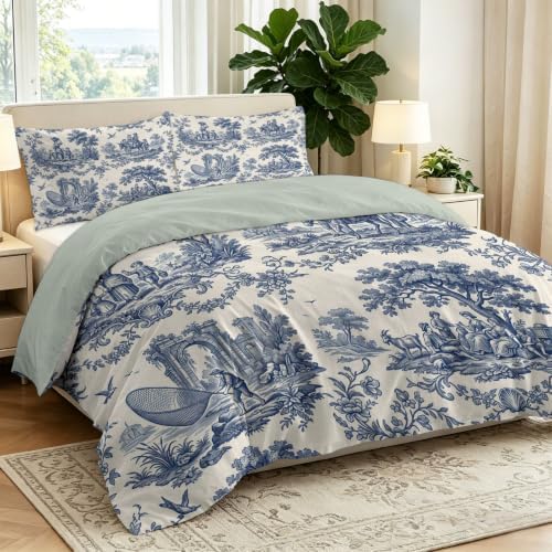 Vintage Landscape Duvet Cover Queen Size Reversible Bedding Set