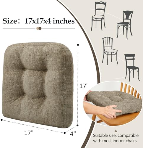 downluxe Chair Cushions for Dining Chairs 2 Pack, Tufted Indoor Chair