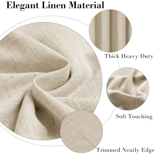 cololeaf Extra Long Linen Curtains Neutral Pinch Pleated Curtains for