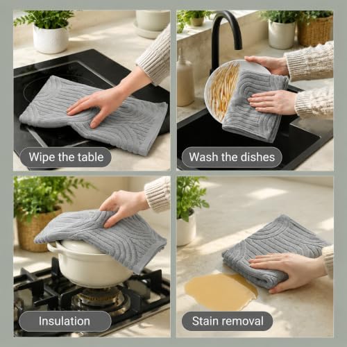 12 Pack Kitchen Towels and Dishcloths Set, 16 x 25 Inches &