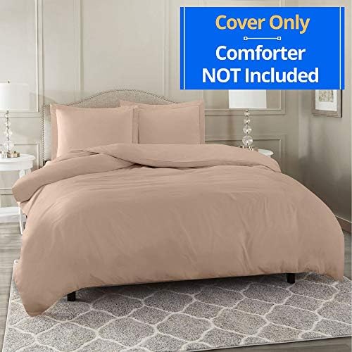600 Thread Count Taupe Oversized Queen Size Duvet Cover Set, 3 Piece