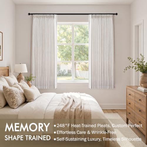 MIULEE Pinch Pleated Linen Curtainss 63 Inches Natural 2 Panels Semi