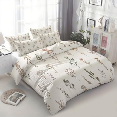 Duvet Cover Minimalist Floral Texture Duvet Cover Set with Zipper