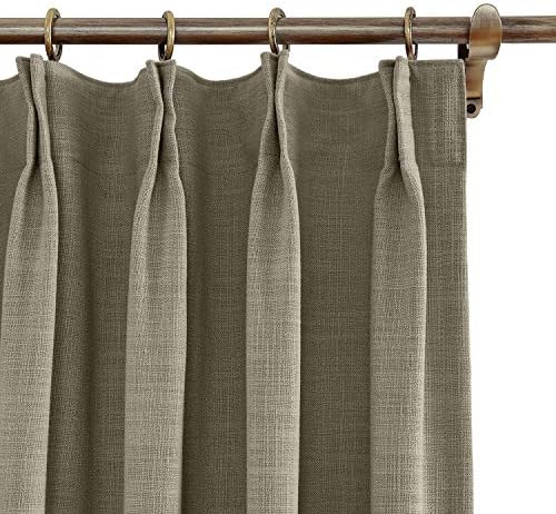 TWOPAGES 100% Blackout Linen Pinch Pleat Window Curtain 108 inches