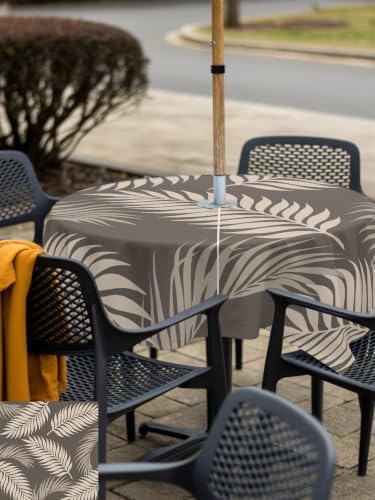 Square Outdoor Tablecloth with Umbrella Hole Rustic Palm Leaves