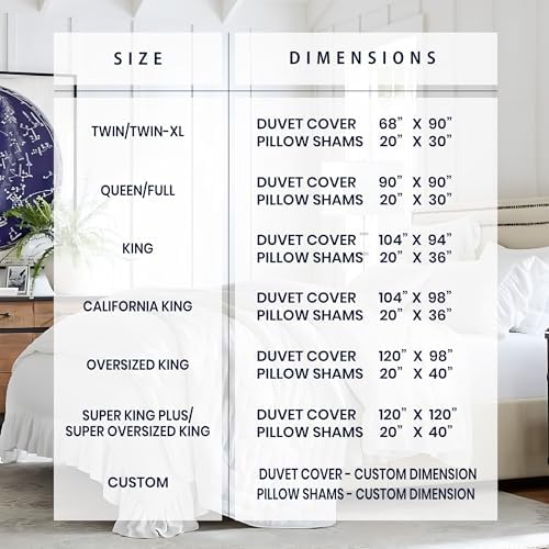 Kotton Culture 3 Pc White Ruffle Trim Duvet Cover Set King Size-100%