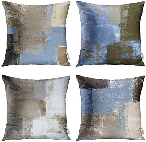 Throw Pillow Covers Set of 4, 20 x 20 Inch, Abstract Art