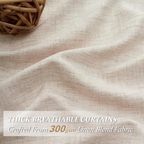 Thick Burlap Curtains 84 Inch Length 2 Panels for Living Room, Country