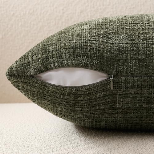 ZeeMart Fine-Textured Throw Pillow Covers Set of 2, 22x22 Inch Olive