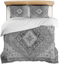 3 Pieces Bedding Set Full Size, Grey Boho Soft Duvet Covers Set with