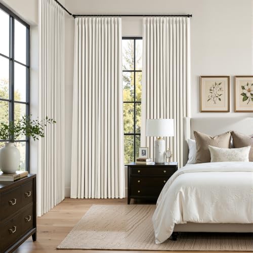 Jowels Natural Pinch Pleated Linen Blackout Curtains 90 inch Long 2