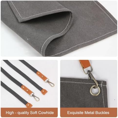 Unisex Woodworking Work Apron, 16oz Multi-Pocket Canvas Apron