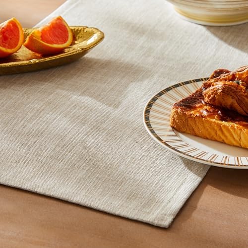 ZeeMart Rustic Cotton Linen Table Runner, 13x36 Inches Taupe