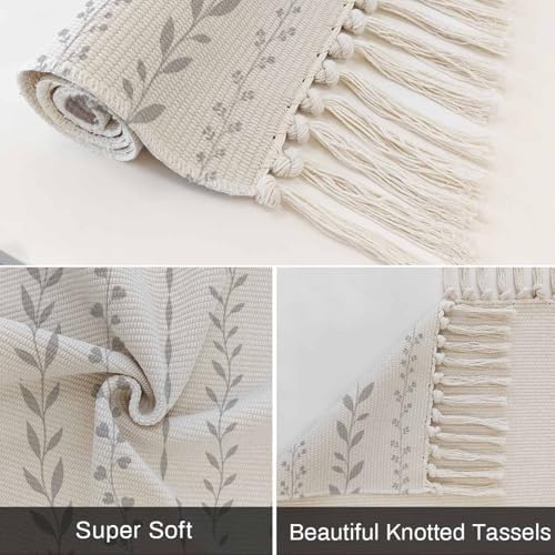 Modern Minimalist Hallway Runner Rug 2'x5', Rustic Leaves Vertical