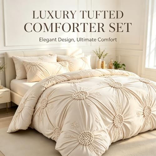 Elegant Pinch Pleat Duvet Cover Set,Soft Breathable Bedding
