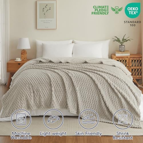 PHF Soft Cozy Fleece Blanket King Size, 340GSM Lightweight Warmth