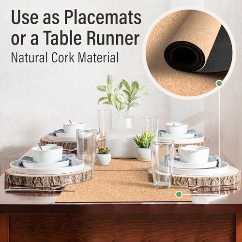 RIMONA'S Heat Resistant Cork Placemats Set of 4, Water Resistant