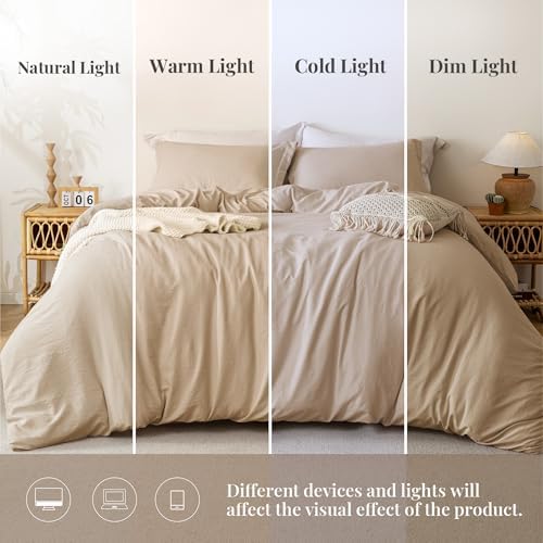MILDLY Duvet Cover Queen Ultra Soft Comforter Cover Set 3pcs, Khaki