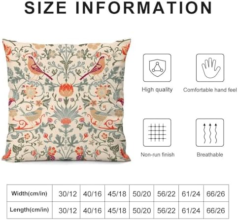 William Morris Throw Pillow Covers 18 "x18 Set of 2, Vintage Art White