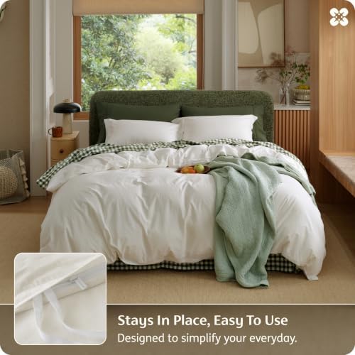 Bedsure PureWoven 100% Washed Cotton Duvet Cover Set, Twin Size, 2-PC