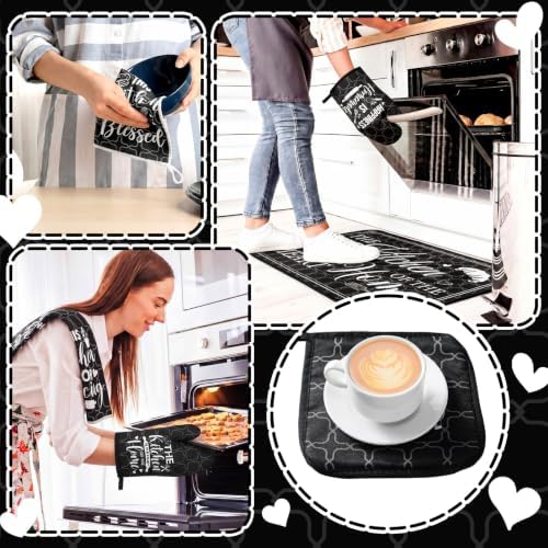 Fourluoo 10 Pcs Farmhouse Kitchen Oven Mitts Pot Holders Rugs Set