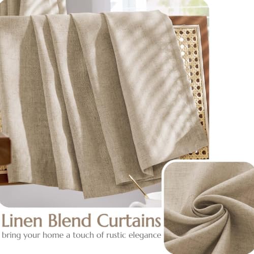 jinchan Lined Linen Curtain Light Filtering Back Tab 100x96 Inch 1