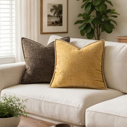MIULEE Decorative Couch Throw Pillow Covers 20x20 Inch Gold 2 Pack