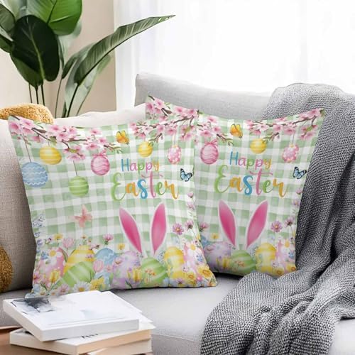 Happy Easter Outdoor Waterproof Throw Pillow Covers 18x18 Set of 2