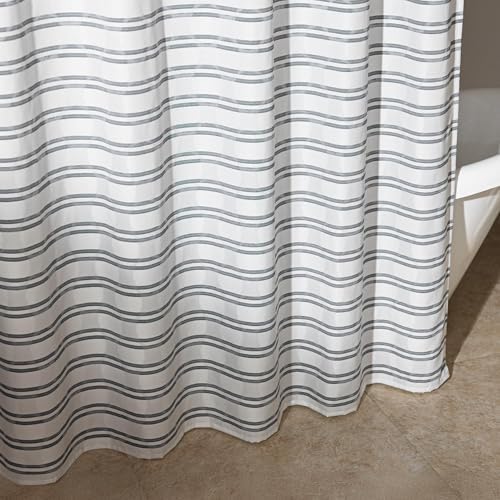 Amazon Basics Geometric Jacquard Fabric Shower Curtain for Bathroom