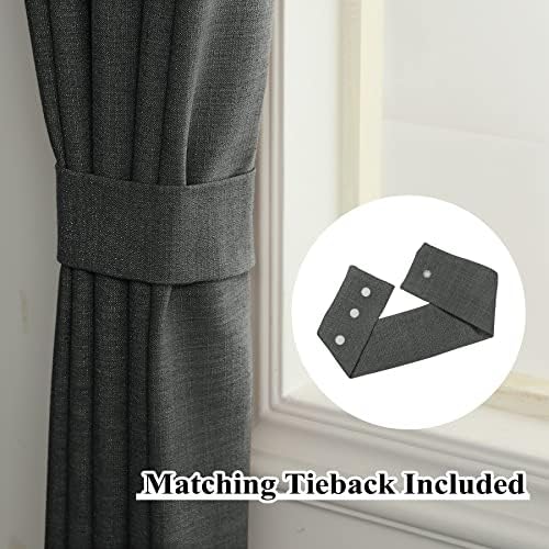 Fcosie 100% Blackout Linen Curtains 84 Inches Long Double Pinch