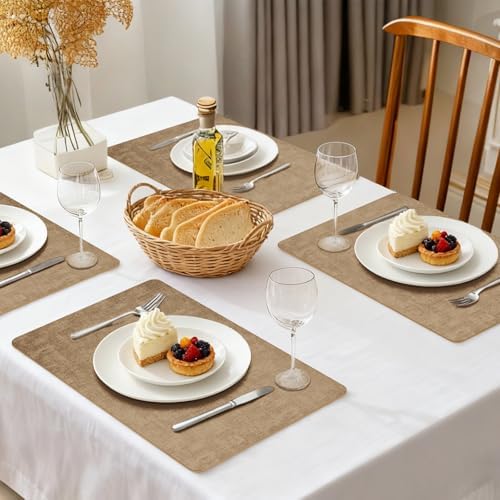 Faux Leather Placemats for Dining and Kitchen Table Washable Place