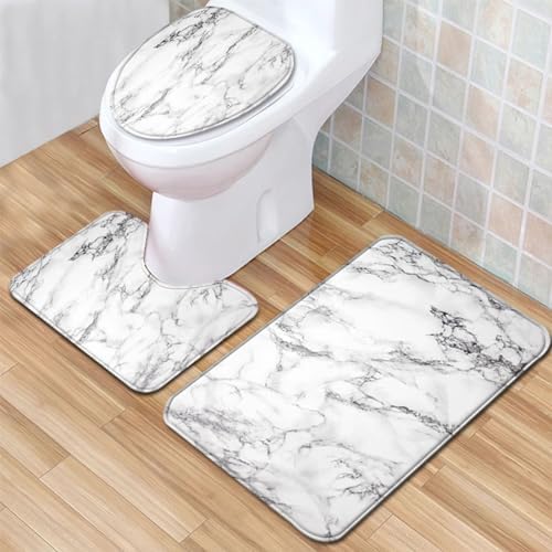 U Shaped Washable Shower Mat Bathroom Rugs Sets 3 Piece Non Slip Bath