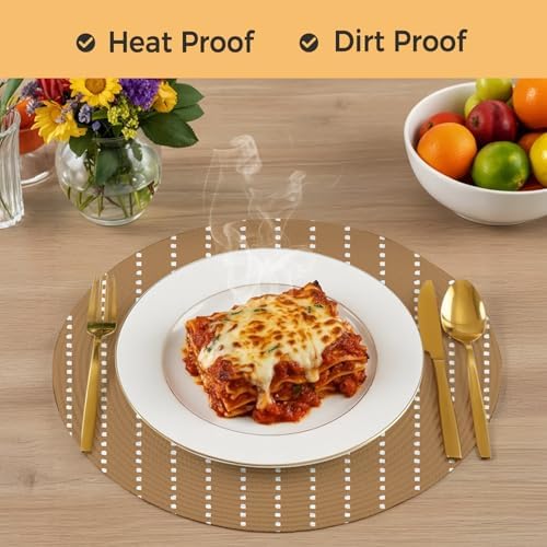 Fall Neutral Tan Round Braided Placemats Set of Set of 8 Heat