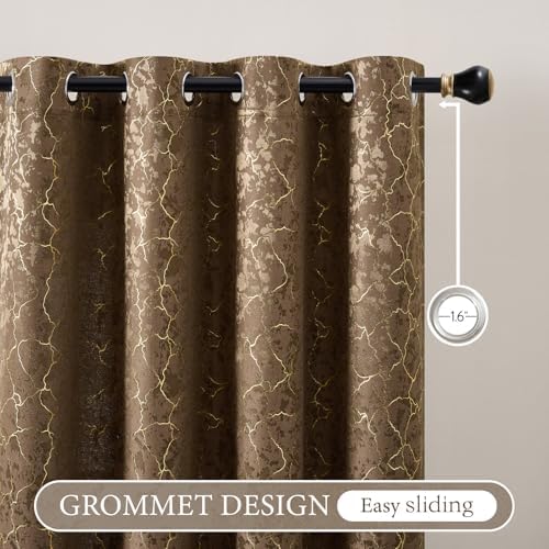Geometric Brown Curtains 96 Inches Long 2 Panels Cocoa Jacquard