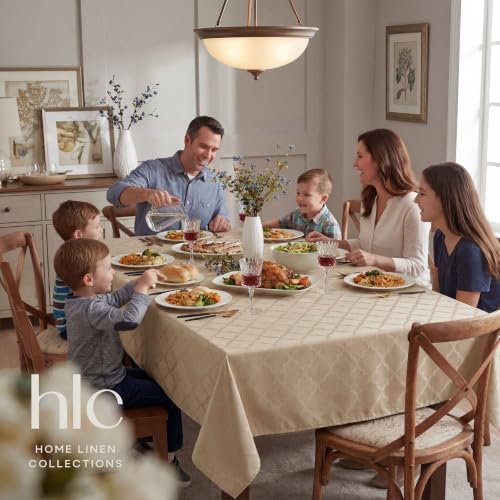 HLC.ME Modena Taupe Waterproof Rectangle Tablecloth, 52x70 Inches